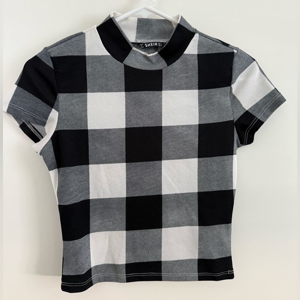 SHEIN Black and White Checkered top